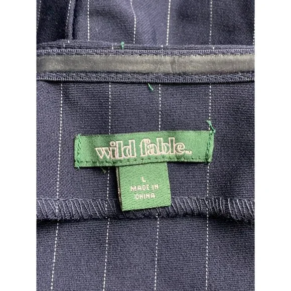 Wild Fable Junior Teens Navy Blue Strapless Pinstripe Dress Size Large - Picture 8 of 10